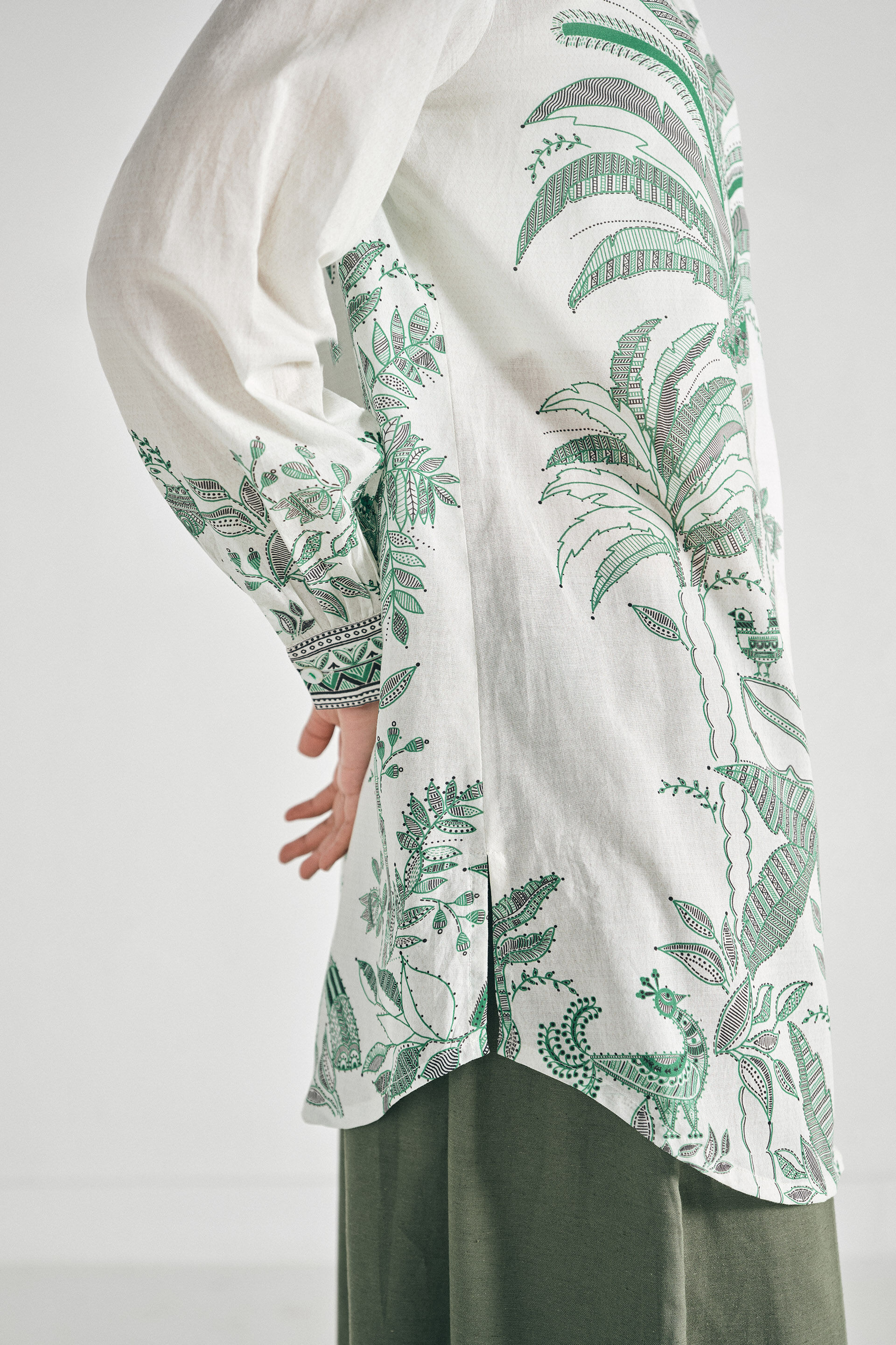 Palm Tree Cotton Shirt, Off White, image 2